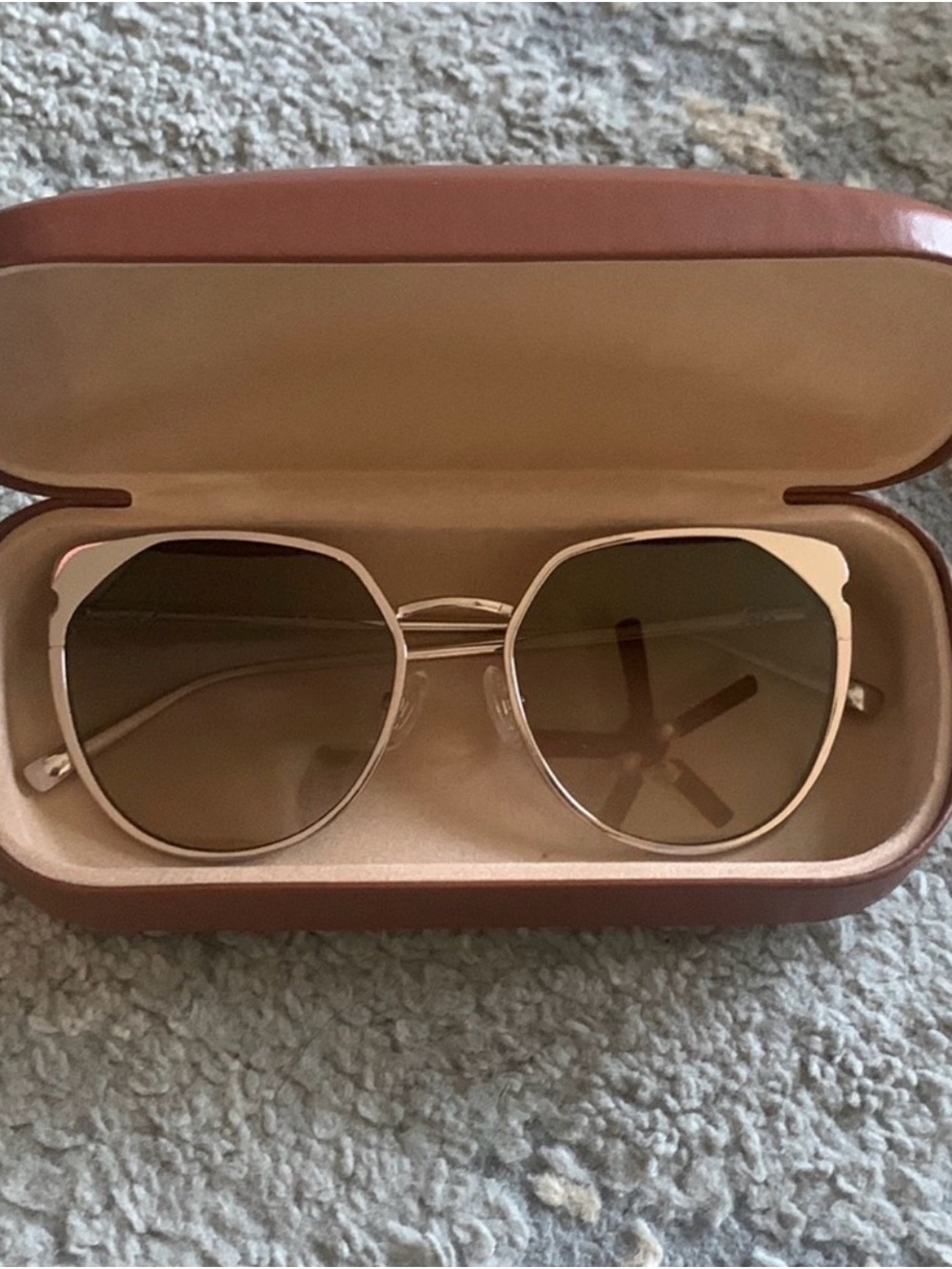 Longchamp Gold Frame Brown Lens Sunglasses